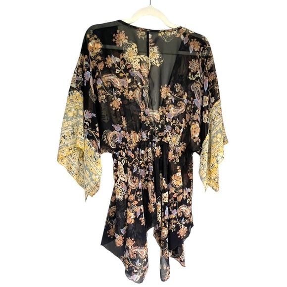 Free People Dream State Tunic Kimono Black Boho Top Size Medium - Picture 8 of 9